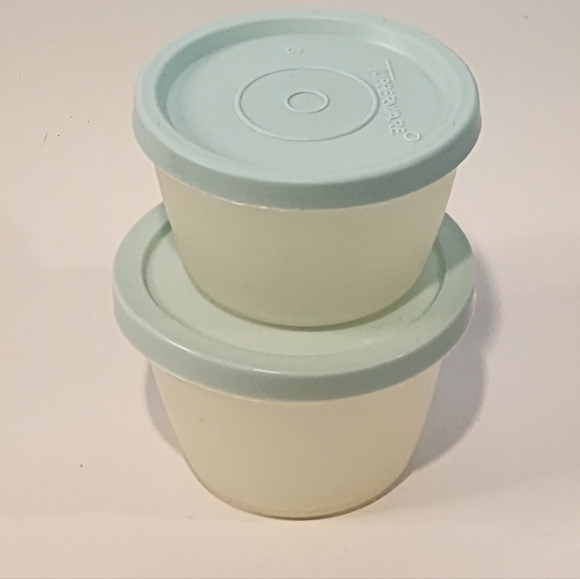 Set of Two Light Blue and Cream Containers - Picture 1 of 4